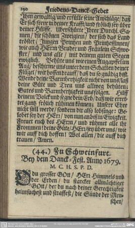 (44.) Zu Schweinfurt. Bey dem Danck-Fest. Anno 1679