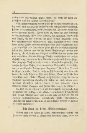 Die Frau im Leben Schleiermachers
