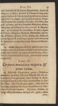 Caput IV. Corpora mundana majora, & primo Coelum