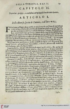 Capitolo II. Disordini, pazzie, e confusioni de Religiosi Turchi detti Daruis
