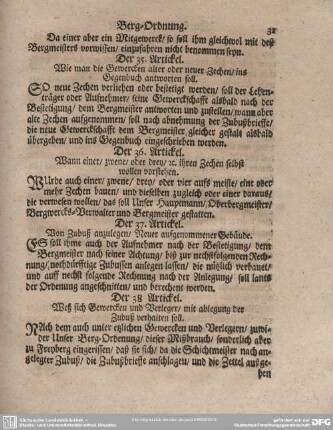 Der 37. Artickel. Von Zubuß anzulegen/Neuer aufgenommener Gebäude.