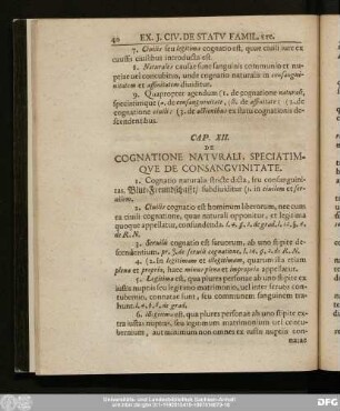 Cap. XII. De Cognatione Naturali, Speciatimque De Consanguinitate.