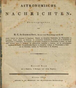 Astronomische Nachrichten = Astronomical notes. 3, 3. 1825