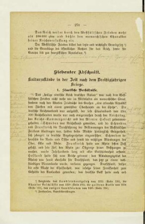 Siebenter Abschnitt. Kulturzustände in der Zeit nach dem Dreißigjährigen Kriege
