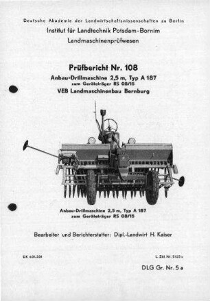 Anbau-Drillmaschine 2,5 m, Typ A 187