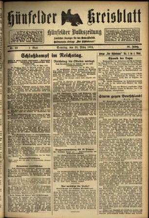 Zweite Ausgabe vom Samstag, den 28. März 1931.