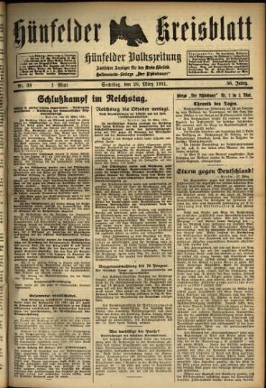 Zweite Ausgabe vom Samstag, den 28. März 1931.