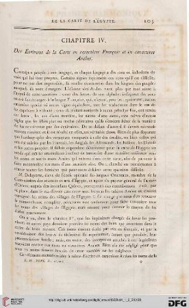 Chapitre IV: Des Écritures de la Carte en caractères Français et en caractères Arabes