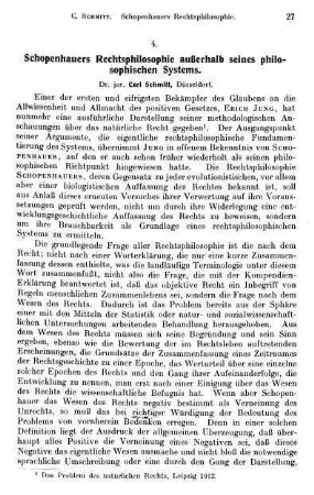 27-31, Schopenhauers Rechtsphilosophie außerhalb seines philosophischen Systems