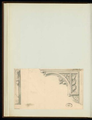 Briefkasten für die Reichspost Monatskonkurrenz Februar 1877: Unterstütze in Vorderansicht und Seitenansicht 1:1