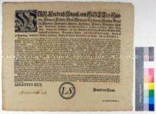 Mandat von Friedrich August I. Kurfürst von Sachsen zur Rekrutierung von Vagabunden für den Kriegsdienst
