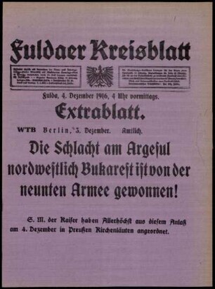 Erste Ausgabe vom Montag, den 04. Dezember 1916.