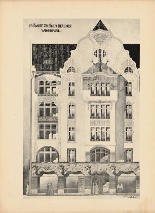 Wohn- und Geschäftshaus: Ansicht (aus: Drucke von Seminararbeiten der Königlich Technischen Hochschule Berlin, Bd. III)