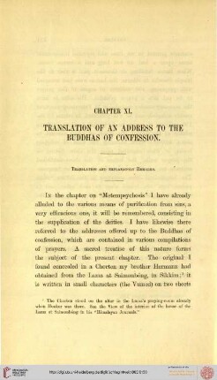 XI. Translation of an address to the Buddhas of confesstion