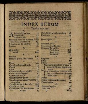 Index Rerum. Tractaus primi