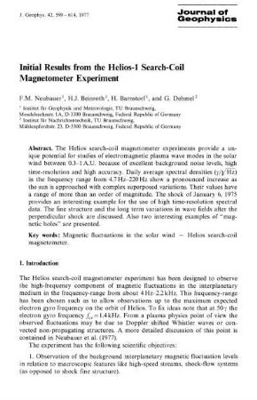 Initial results from the Helios-1 search-coil magnetometer experiment