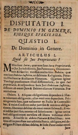 Disputatio theologica De Dominio Ejusque Speciebus, Objecto, Subjecto, Et Modis Acquirendi