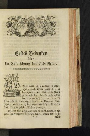 Erstes Bedenken über die Erforschung der Erd-Arten.