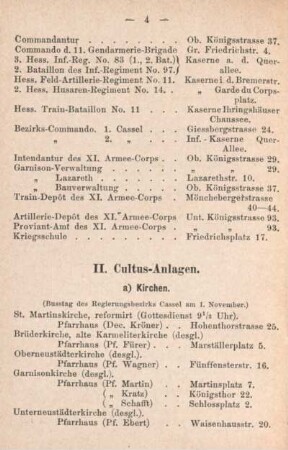 II. Cultus-Anlagen.