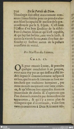 Des Maistres des Sciences. Chap. CI.
