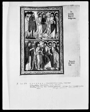 Psalterium mit Kalendarium — Bildseite mit zwei Miniaturen, Folio 70recto