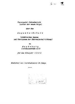 1932/33: Jahresbericht über das Schuljahr ... - 1932/33