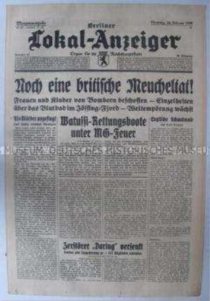 Tageszeitung "Berliner Lokal-Anzeiger" überwiegend zum Seekrieg gegen Großbritannien
