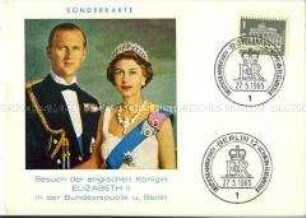 Postkarte zum Besuch der englischen Königin in Deutschland