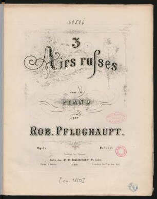 3 airs russes : pour le piano ; op. 14