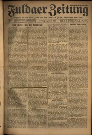 Erste Ausgabe vom Sonntag, den 06. Januar 1929.