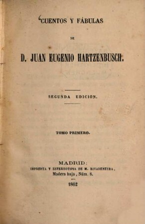 Cuentos y Fábulas de Juan Eugenio Hartzenbusch