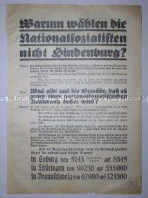 Propagandaflugblatt der NSDAP zu den Reichspräsidentenwahlen 1932