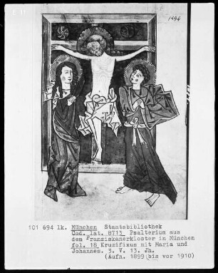 Psalterium aus einem Benediktinerkloster — Kreuzigungsszene, Folio 18recto