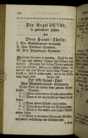 Die Regel Detri, in gebrochenen Zahlen.