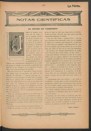 Notas científicas : El sueño de Voronoff