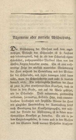 Allgemeine oder partielle Abschuppung