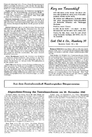 Abgeordneten-Sitzung des Zentralausschusses am 28. November 1960