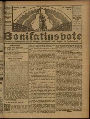Erste Ausgabe vom Sonntag, den 19. März 1922.