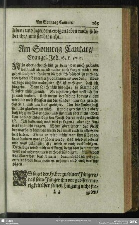 Am Sonntag Cantate, Evangel. Joh. 16. v. 5-15.