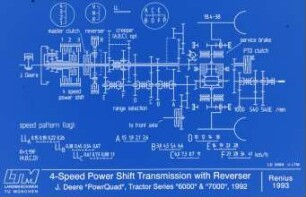 4-Speed Power Shift Transmission with Reverser J. Deere "PowrQuad", Tractor Series "6000 u. 7000", 1992