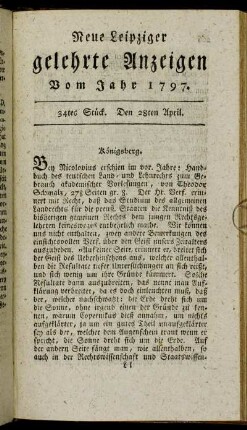 34tes Stück. Den 28ten April.