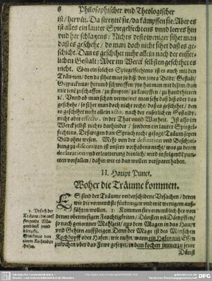 II. Haupt Punct. Woher die Träume kommen