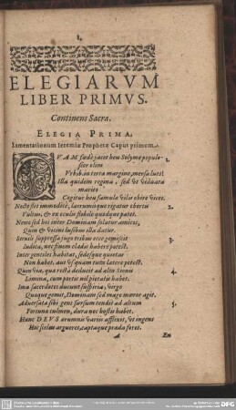 Elegiarum Liber Primus
