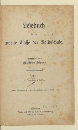 Lesebuch für die zweite Klasse der Volksschule
