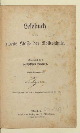 Lesebuch für die zweite Klasse der Volksschule