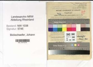 Entnazifizierung Johann Bickschaefer , geb. 12.12.1911 (Polizist)