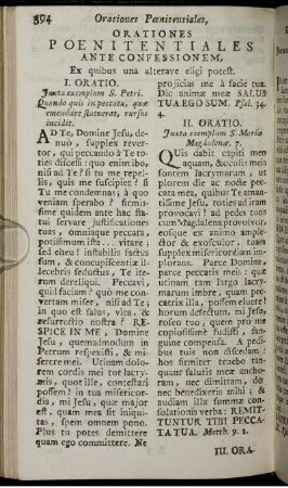 Orationes Poenitentiales Ante Confessionem, Ex quibus una alterave eligi potest. - Instructio pro audienda Concione.