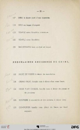 Porcelaines anciennes de Chine (Nr. 122-134)