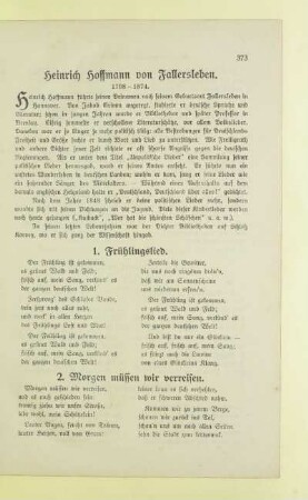 Heinrich Hoffmann von Fallersleben. 1798 - 1874