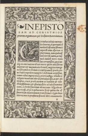 In Epistolam Ad Corinthios priorem argumentum per Erasmum Roterodamum.